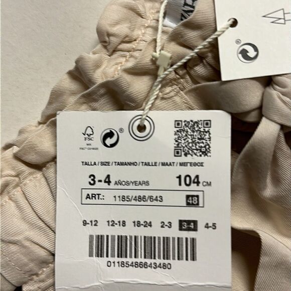 ZARA Kids | Ecru | FLOWY DRAWSTRING PANTS - Picture 4 of 4